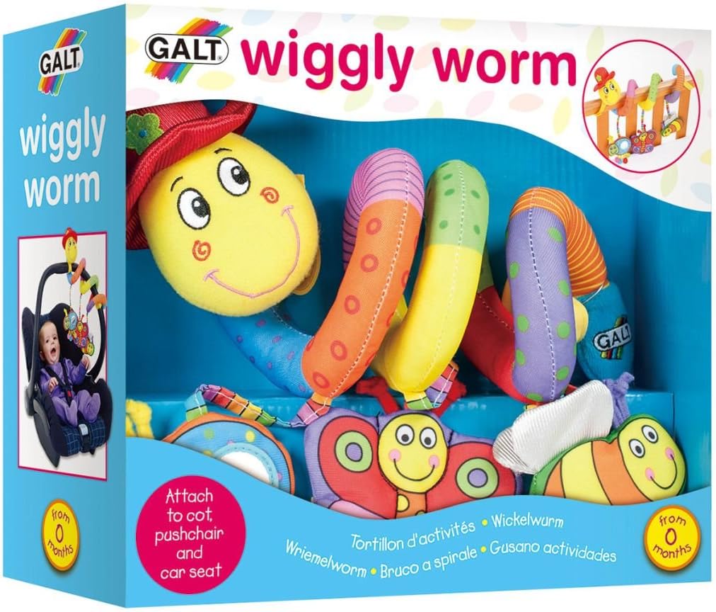 Galt Toys, Wiggly Worm, brinquedo para berço e carrinho de bebê, idades 0 meses ou mais