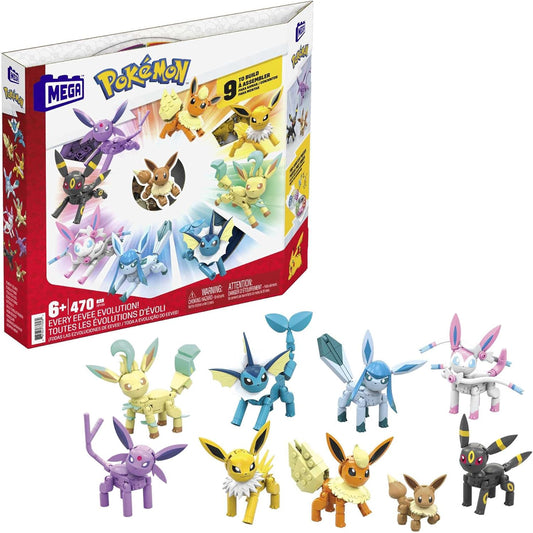 MEGA Pokémon Every Eevee Evolution conjunto de construção de brinquedo Pokémon Building Toys Action Figure, Charizard articulado de 4 polegadas colecionável para exibição com pino de bola pesada bônus