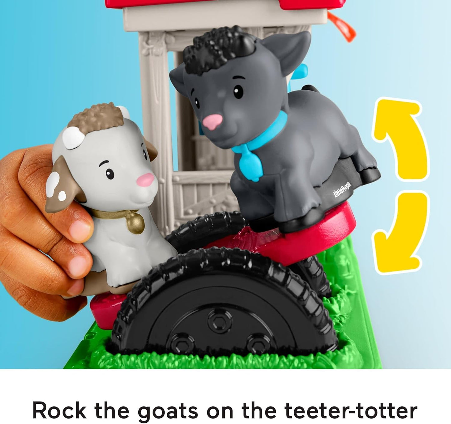 Brinquedo Fisher-Price Little People para Crianças Pequenas: Alimente e Brinque com Cabras no Quintal, com 2 Figuras e 1 Acessório, HWR85