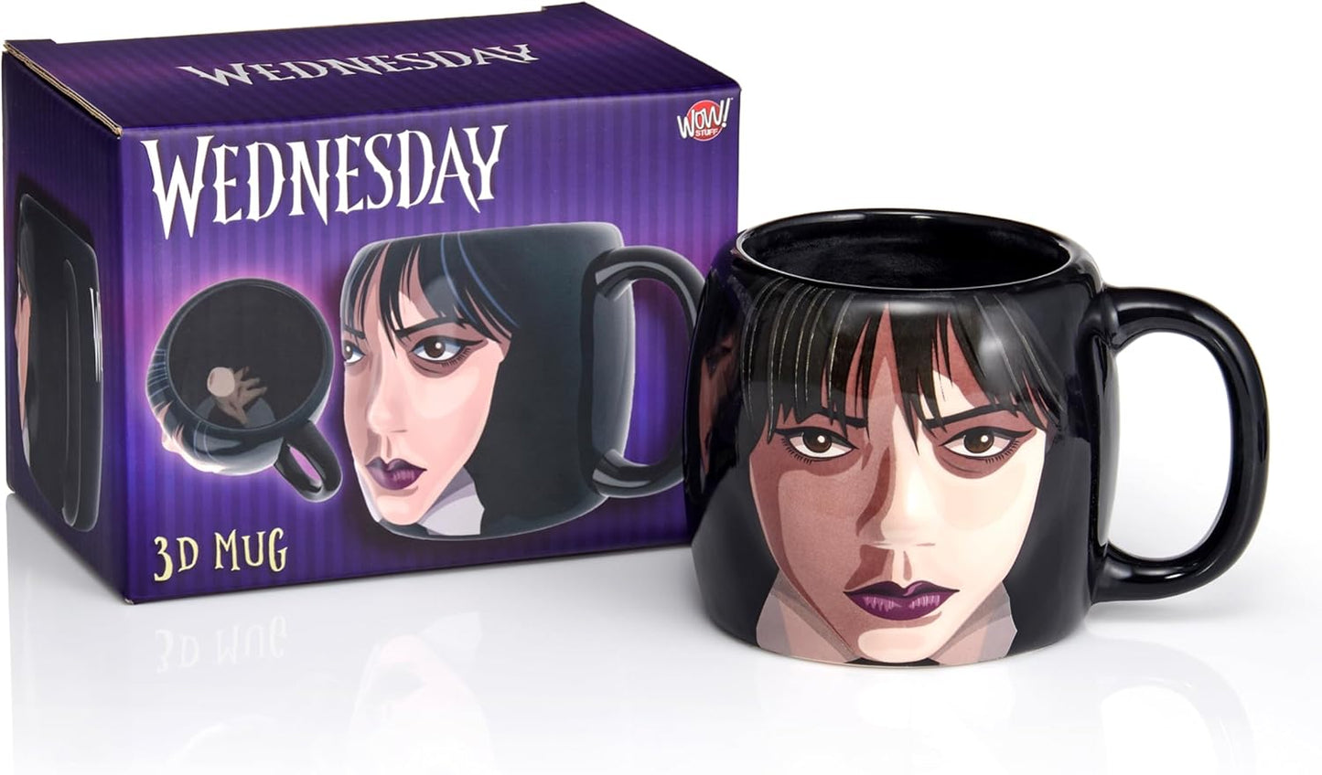 Caneca 3D para presente WOW! STUFF Wednesday and Thing | Mistério dentro | Produtos oficiais da Wednesday, itens colecionáveis, brinquedos e presentes | Para adolescentes, pré-adolescentes e adultos