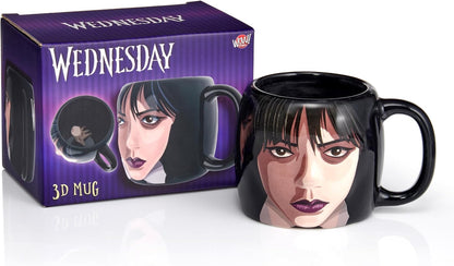 Caneca 3D para presente WOW! STUFF Wednesday and Thing | Mistério dentro | Produtos oficiais da Wednesday, itens colecionáveis, brinquedos e presentes | Para adolescentes, pré-adolescentes e adultos