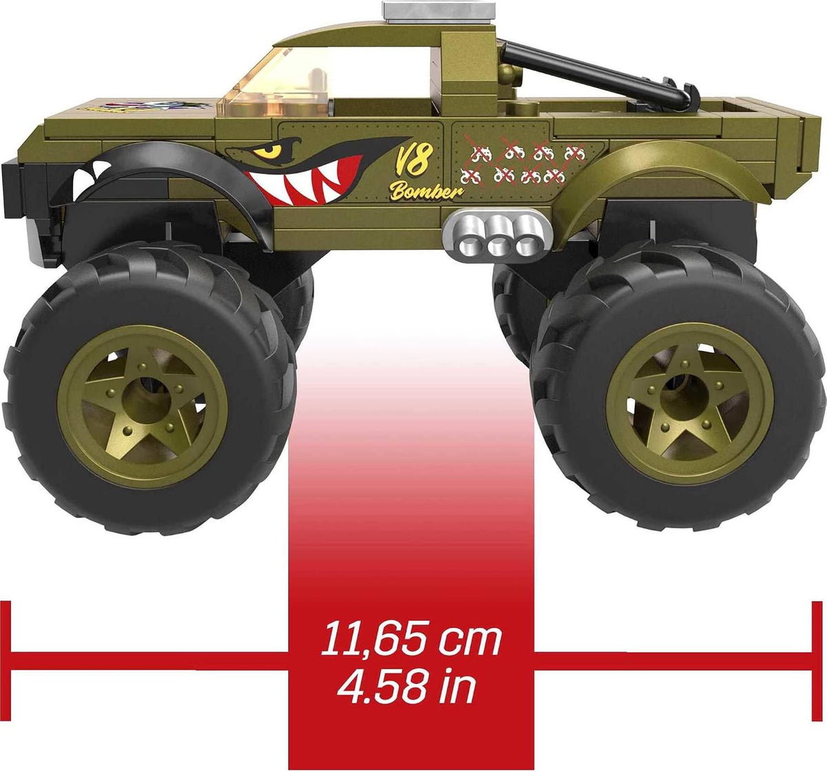 Mega Conjunto de Montagem Hot Wheels Monster Truck V8 Bomber com 86 Peças