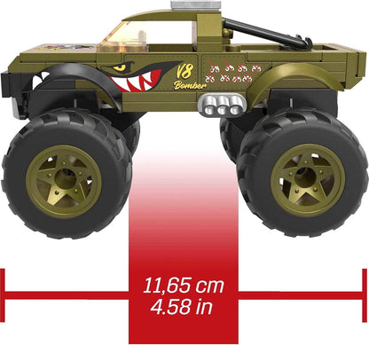 Mega Conjunto de Montagem Hot Wheels Monster Truck V8 Bomber com 86 Peças