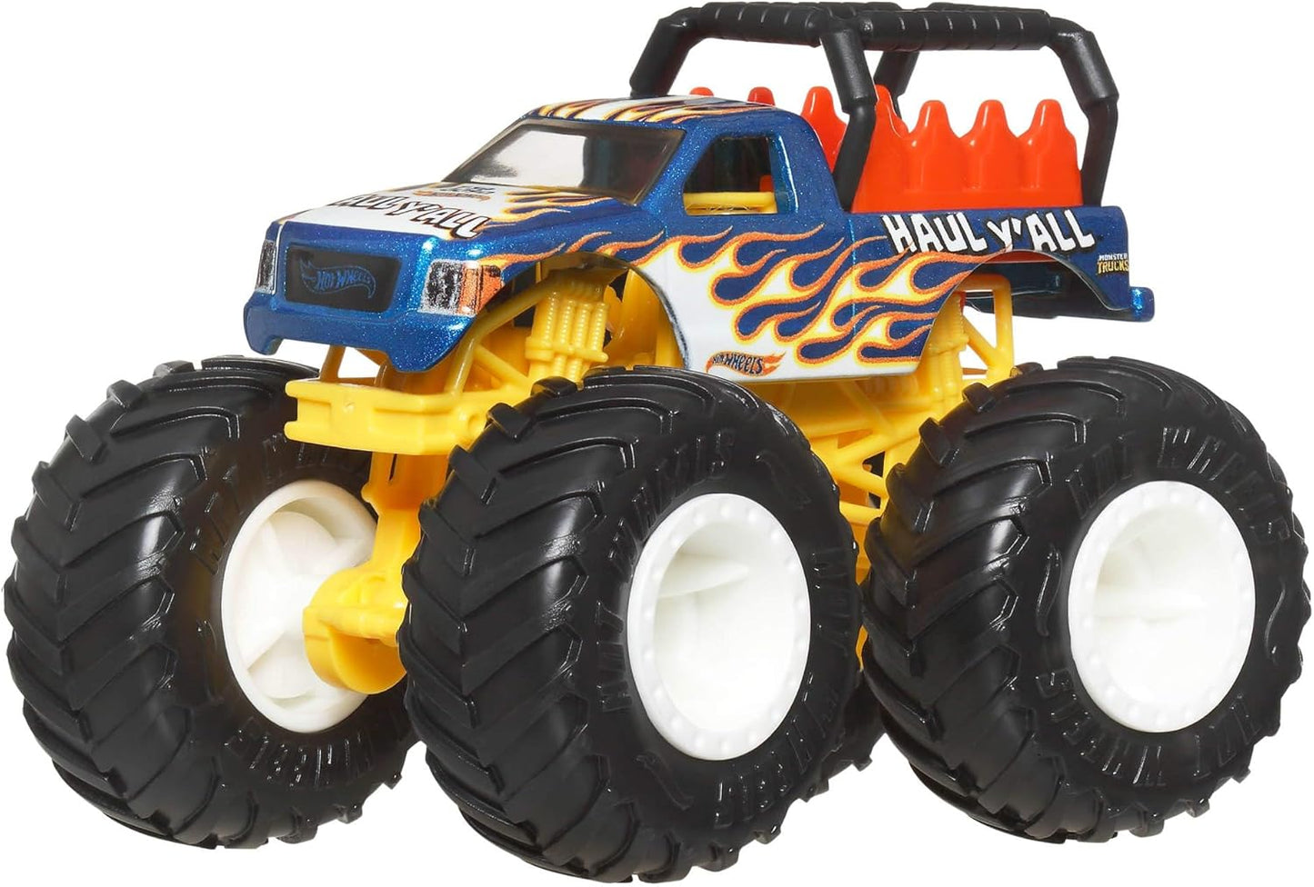 Hot Wheels Monster Trucks, Caminhões de Brinquedo Monster Trucks em Escala 1:64, Conjunto de 4, Rodas Gigantes, Personagens Favoritos e Designs Incríveis, JGD65