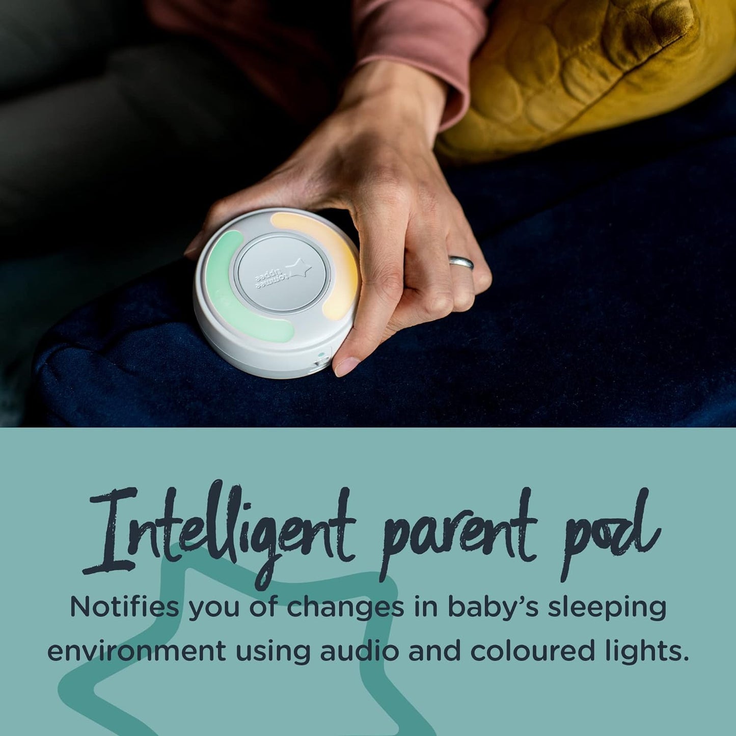 Tommee Tippee Monitor de bebê inteligente habilitado para aplicativo Dreamsense, câmera remota HD de visão noturna com inclinação e panorâmica, áudio bidirecional, pod inteligente para pais para alertas personalizáveis e rastreamento de sono