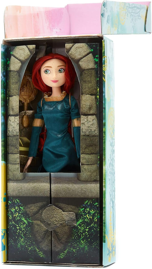 Disney Store Oficial Merida Classic Doll, Pixar's Brave, 29cm/11”, Boneca Princesa Disney Totalmente Articulável em Vestido Real, Inclui Escova de Cabelo de Brinquedo - Adequado para Idades 3+
