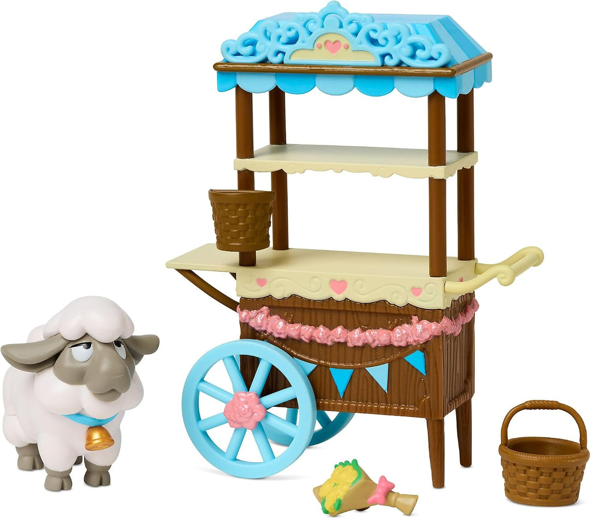 Disney Store Conjunto de Mini Boneca Bela –  Oficial, A Bela e a Fera, 9 peças, kit de figuras com acessórios, incluindo carrinho de comida, Zip e ovelha – Indicado para maiores de 3 anos