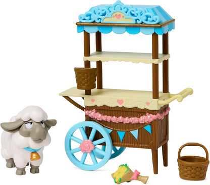 Disney Store Conjunto de Mini Boneca Bela –  Oficial, A Bela e a Fera, 9 peças, kit de figuras com acessórios, incluindo carrinho de comida, Zip e ovelha – Indicado para maiores de 3 anos
