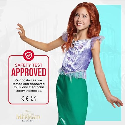 DISGUISE Disfraz Oficial Clásico de Disney Ariel, Disfraz de Sirenita Infantil, Vestido de Sirena para Niña, Disfraz de Ariel para Niña, Traje de Pez, Disfraces del Día Mundial del Libro para Niña