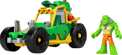 Fisher-Price DC Super Friends Figura do Crocodilo Assassino e Carrinho de Brinquedo com Lançador de Projéteis para Brincadeiras de Faz de Conta na Pré-Escola, HML05