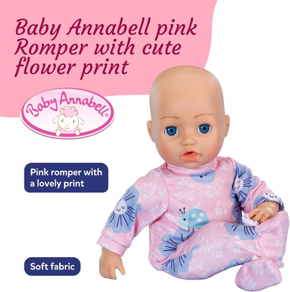 Baby Annabell Macacão rosa - Tecido macio com estampa floral - Serve em qualquer boneca Baby Annabell e BABY born de 43 cm - Indicado para crianças a partir de 3 anos