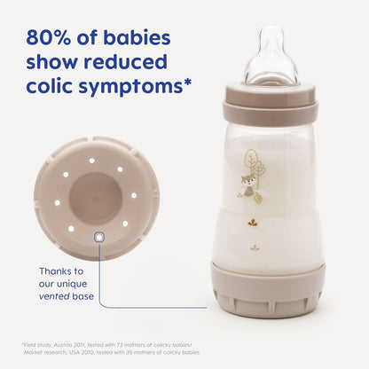 MAM Mamadeiras anticólicas Easy Start | Mamadeira autoesterilizante para leite materno | Tetinas MAM de fluxo médio tamanho 2, itens essenciais para recém-nascidos