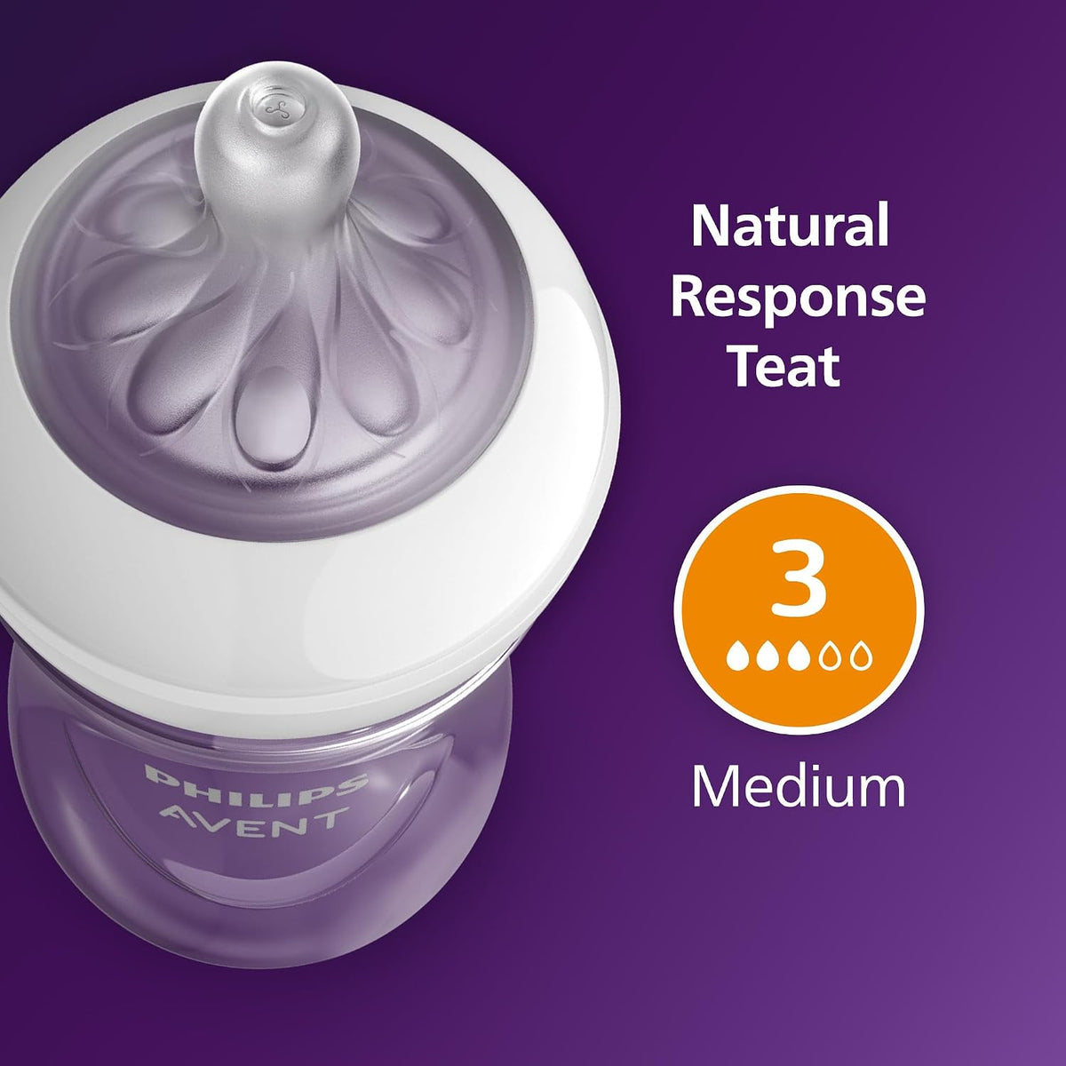 Philips Mamadeira Avent Natural Response com sistema de ventilação AirFree, 260 ml, com bico de fluxo médio (fluxo 3), estampa "Plantas da Floresta", SCY673/83