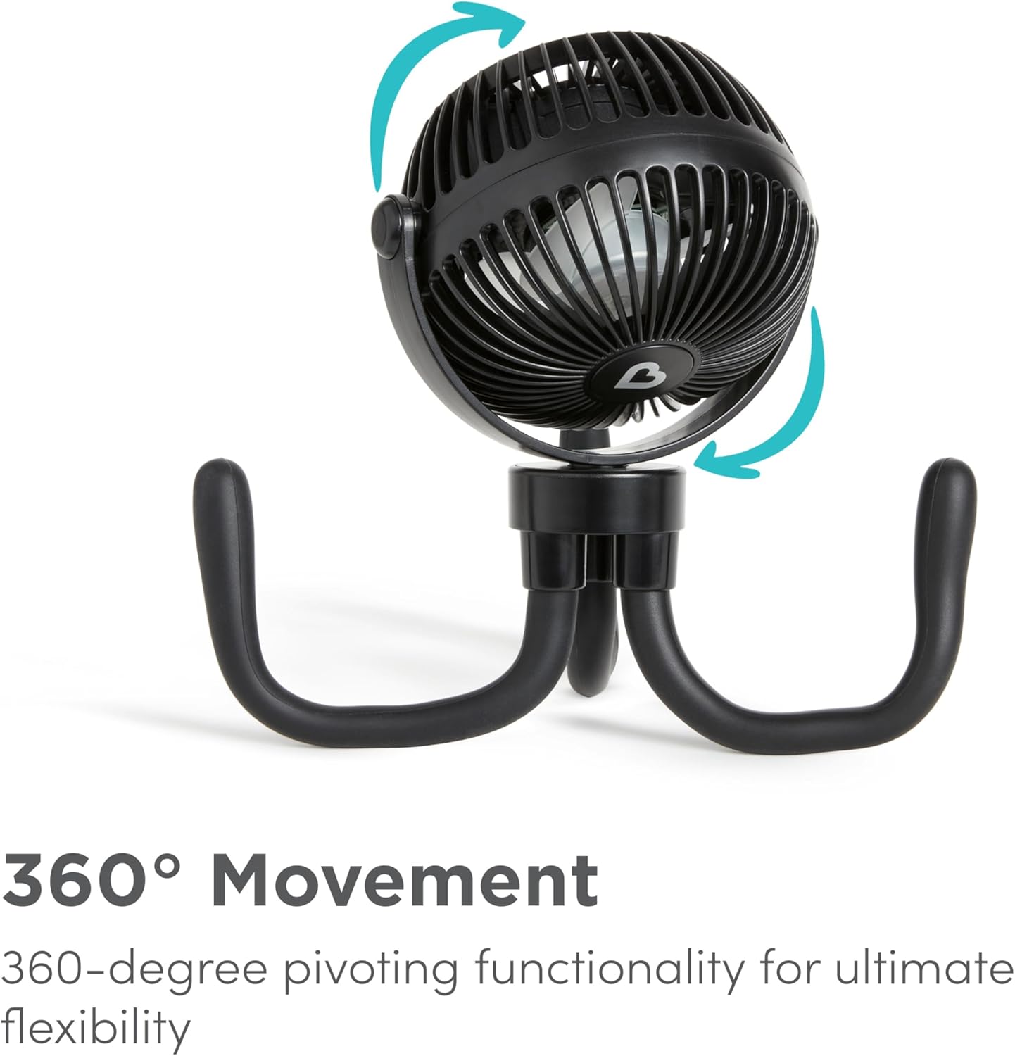 Munchkin Ventilador para carrinho de bebê | Mini ventilador portátil para carrinho de bebê com luzes de LED | Itens essenciais para bebê | Ventilador para carrinho de bebê 360 com 4 velocidades | Preto