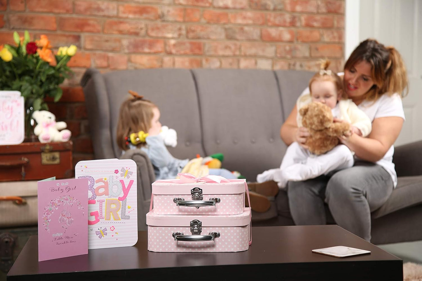 Baby Box Shop - Duas caixas prontas com fita de cetim e etiqueta para malas pequenas e médias, presentes para bebês, caixa de presente de chá de bebê faça você mesmo para meninos