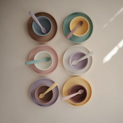 Mushie Tigela de silicone com ventosa, tigela antiderrapante com ventosa para bebês e crianças pequenas, material: silicone de qualidade alimentar, pode ser lavada na lava-louças e usada no micro-ondas (Marmota)