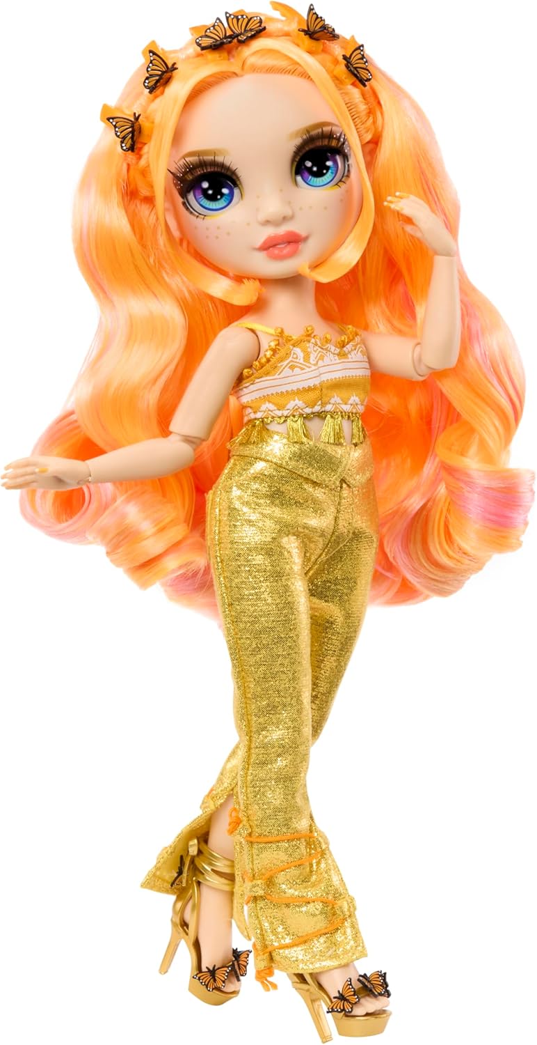 Rainbow High Style Icons Poppy - Boneca Fashion de 28cm com Cabelo Longo e Penteável, Acompanha uma Segunda Roupa Combinando e um Par de Sapatos, Flexível com 13 Pontos de Articulação.