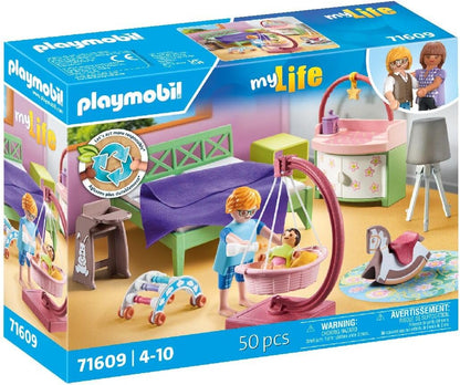 Playmobil 71609 myLife: Quarto de dormir com cantinho para brincar para bebês e duas figuras, feito com mais de 80% de materiais reciclados e de base biológica, conjuntos de jogos detalhados adequados para crianças a partir de 4 anos