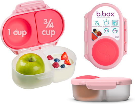 b.box Snackbox | Mini lancheira Bento com 2 compartimentos à prova de vazamentos | Ideal para lanches e refeições infantis | Comporta uma fruta inteira | Livre de BPA