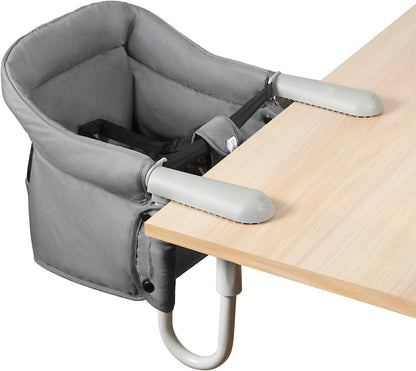 PandaEar Cadeira Alta Portátil com Gancho | Cadeira Alta Portátil para Bebê com Clipe para Mesa, Assento Elevatório para Refeições, Cinza