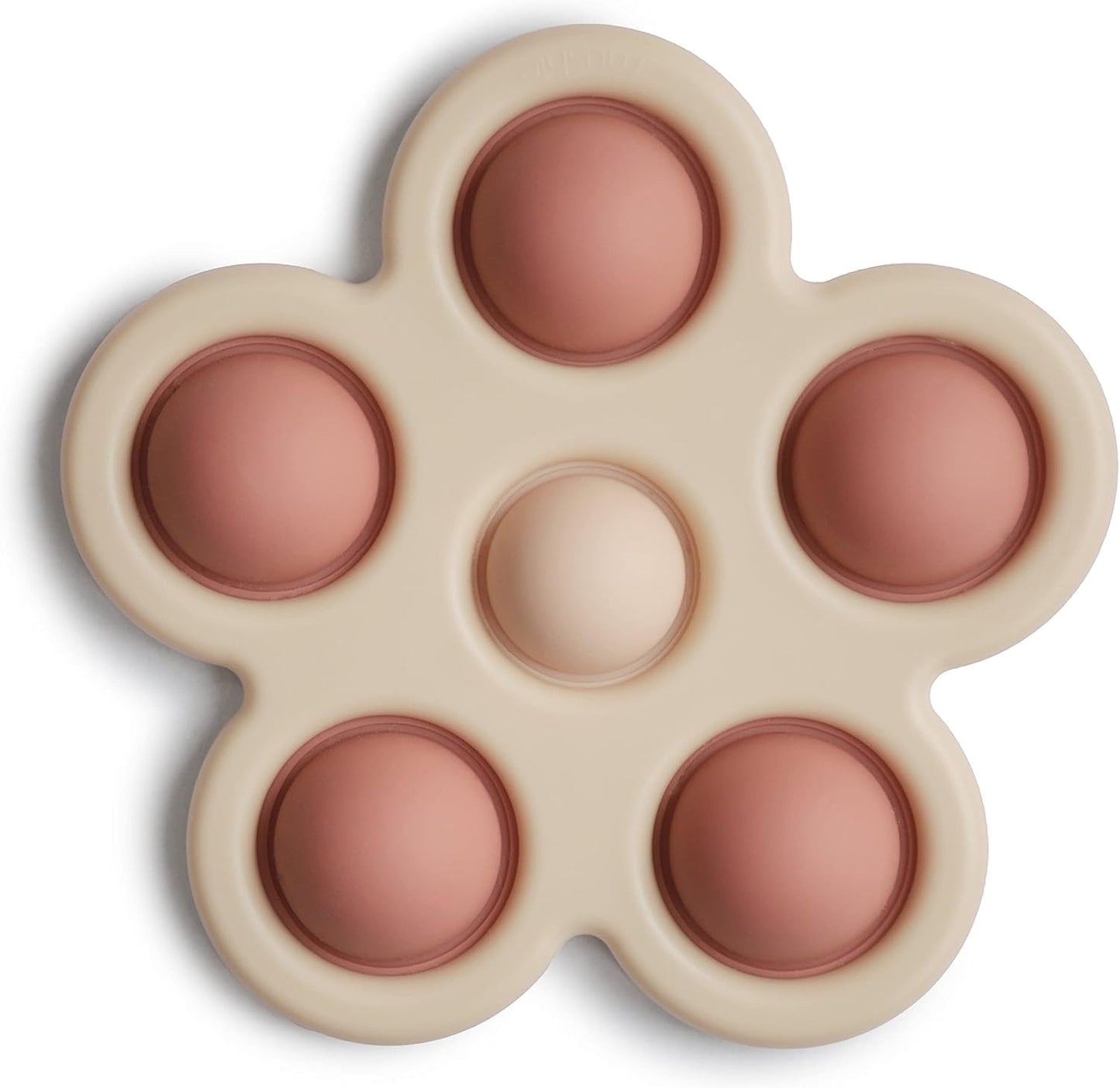 Mushie Brinquedo de apertar | Brinquedo sensorial antiestresse com bolhas | A partir de 10 meses | Brinquedo para aliviar o estresse | 100% silicone de qualidade alimentar e plástico ABS | Design de flor