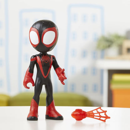Figura de ação gigante do Miles Morales de 25 cm da Marvel Spider-Man e seus Amigos Incríveis, brinquedo colecionável grande e fácil de posicionar para crianças a partir de 3 anos.