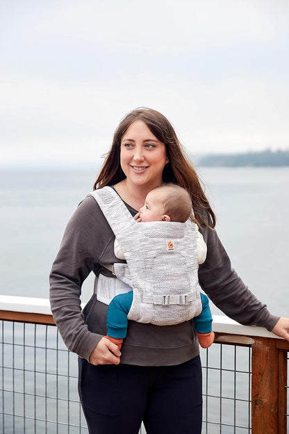 Ergobaby Porta-bebês Aerloom de recém-nascido a criança, costas ergonômicas e 3 posições, porta-bebês feito com material Formaknit, manhã enevoada