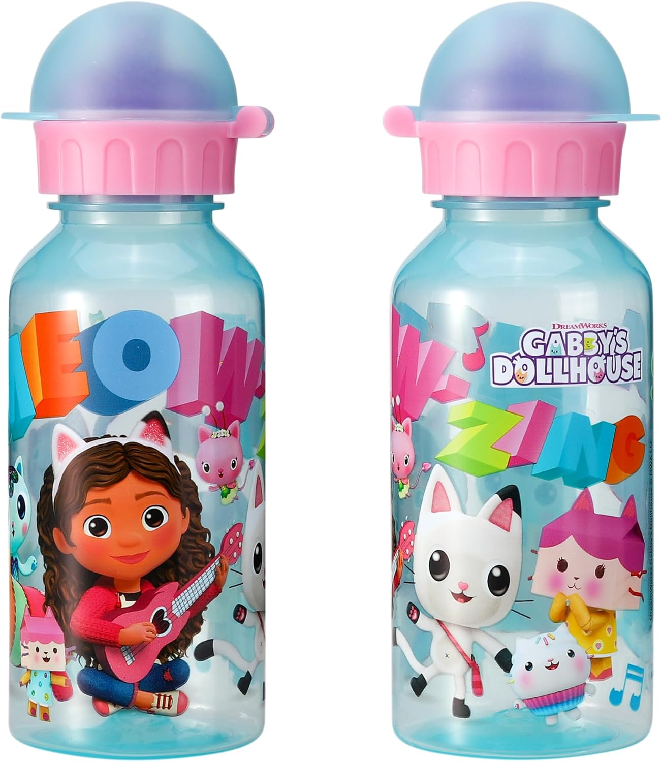 Stor Garrafa de água de 370ml para crianças, ideal para escola, creche e viagens. Feita de material durável, reutilizável e livre de BPA (Gabby's Dollhouse).