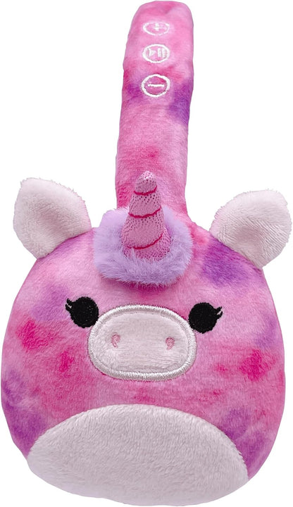 Squishmallows Lola The Unicorn Plush Fones de ouvido Bluetooth com microfone embutido para fazer e receber chamadas. Alcance Bluetooth de 10 metros, controle de volume