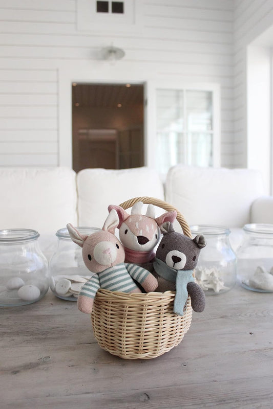 ThreadBear Design Finbar The Hare Rabbit Knit Doll Juguete suave Idea de regalo para bebés y niños pequeños: promueve el juego sensorial, imaginativo y el reconocimiento táctil a partir de 0+