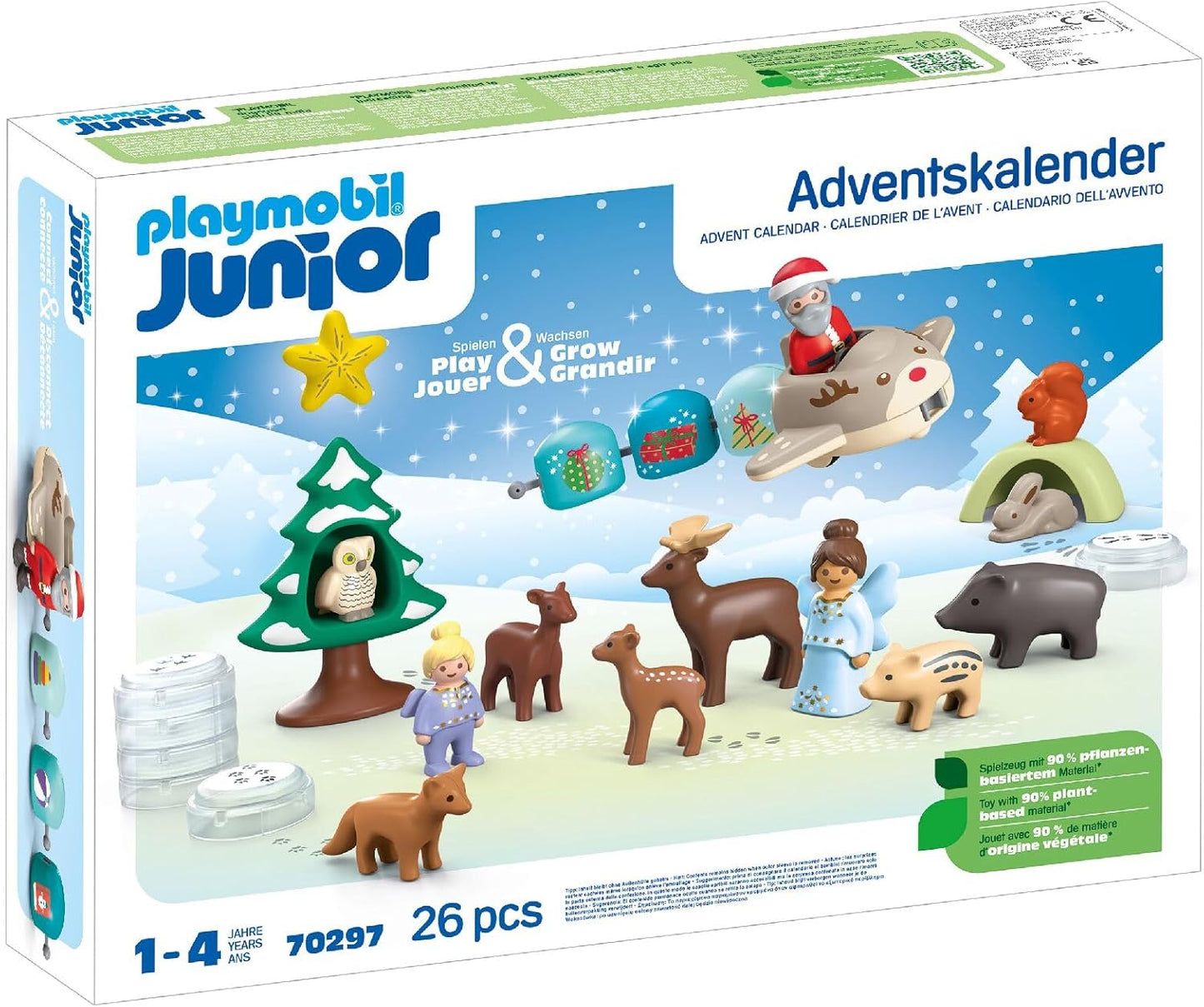 Playmobil Calendário do Advento 70297: 1.2.3 Natal com neve, contagem regressiva para o Natal, inclui 24 portas para abrir todos os dias em dezembro, brinquedo de Natal para crianças a partir de 4 anos