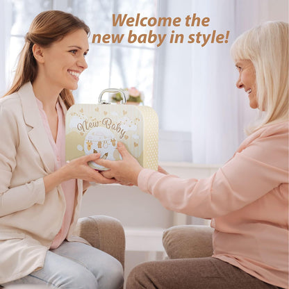 Presentes para meninos - Presentes para recém-nascidos, Presentes para chá de bebê, Cesta para bebês, Cesta para bebês, Presentes para meninas - 7 itens essenciais para meninas com cesta para recém-nascidos, Presentes para bebês