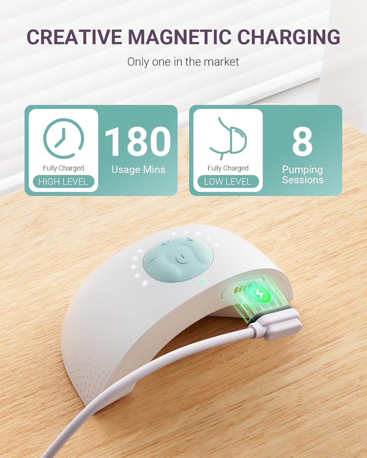 Bomba tira-leite elétrica portátil com as mãos livres para a boca do bebê, flange selada com 3 tipos de 17, bomba tira-leite aquecida mais confortável com as mãos livres, tecnologia de aquecimento líder do setor, base de carregamento magnética inovadora