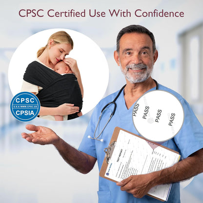 Momcozy Baby Wrap Carrier, cangurus para bebês fáceis de usar, cangurus leves para bebês com as mãos livres, cangurus ajustáveis para recém-nascidos e crianças de 3,6 a 16 kg, preto