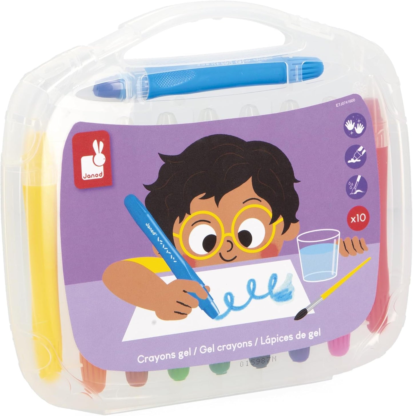 Janod - Conjunto de 10 lápis de gel aquarela - Sistema de torção para manter as mãos limpas - Giz aquarela - Brilhante, Janod - Conjunto de 12 lápis de aquarela + 1 pincel incluído - Mina macia e resistente - Desenhe