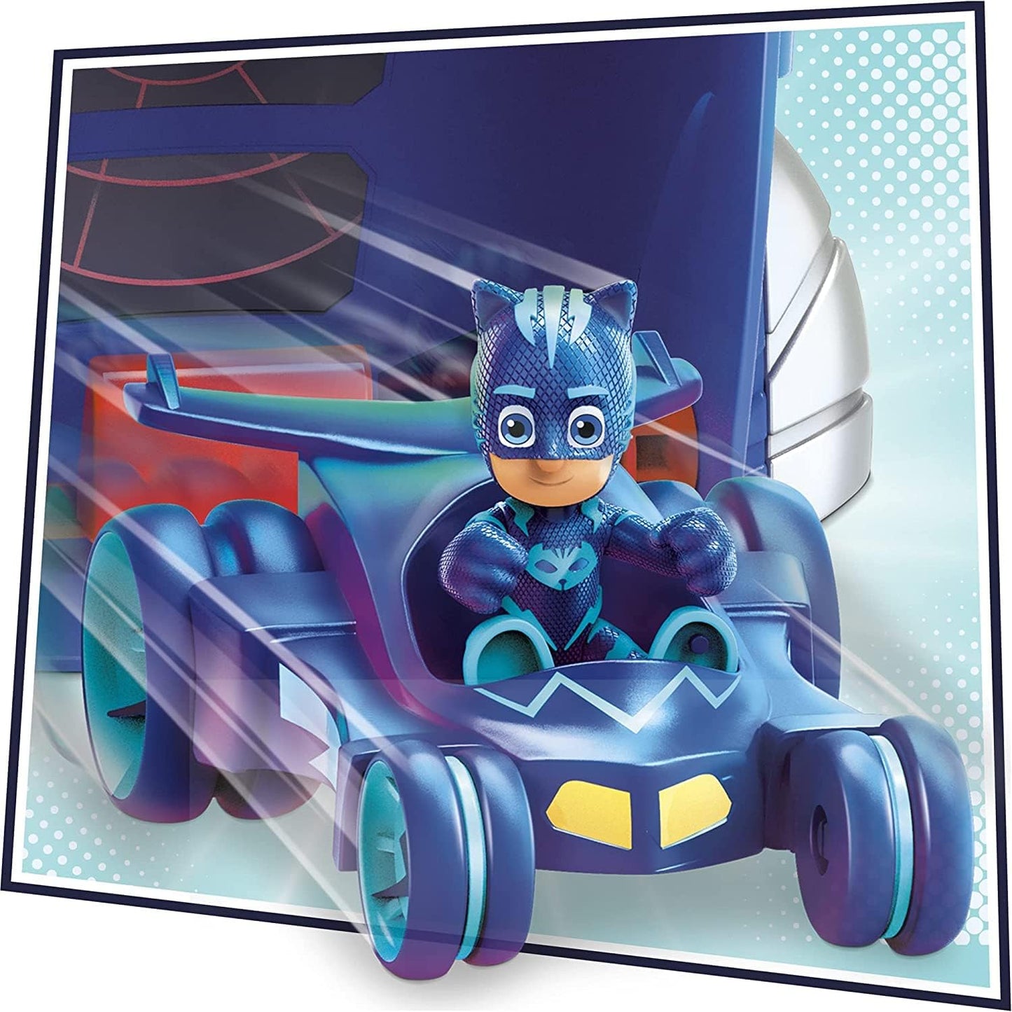 PJ Masks Brinquedo  2 em 1: Quartel-General e Foguete – Conjunto Pré-Escolar com Boneco de Ação e Veículo para Crianças a Partir de 3 Anos