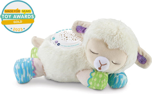 VTech Chupeta para ovelhas céu estrelado 3 em 1, brinquedo macio para bebês com projetor de luz noturna, sons da natureza, ruído branco e músicas, presente para bebês de 0, 3, 6, 12 meses +, versão em inglês