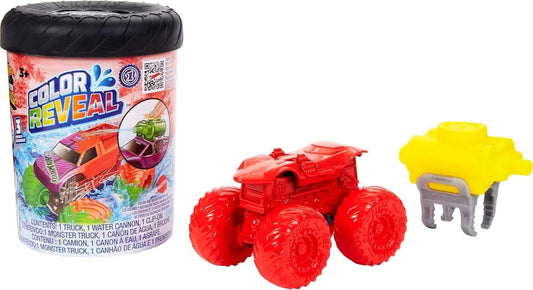 Hot Wheels Monster Trucks Color Reveal Truck, 1 caminhão de brinquedo com revelação surpresa e mudança de cor repetida em água morna e gelada, brinquedo para crianças, HJF39