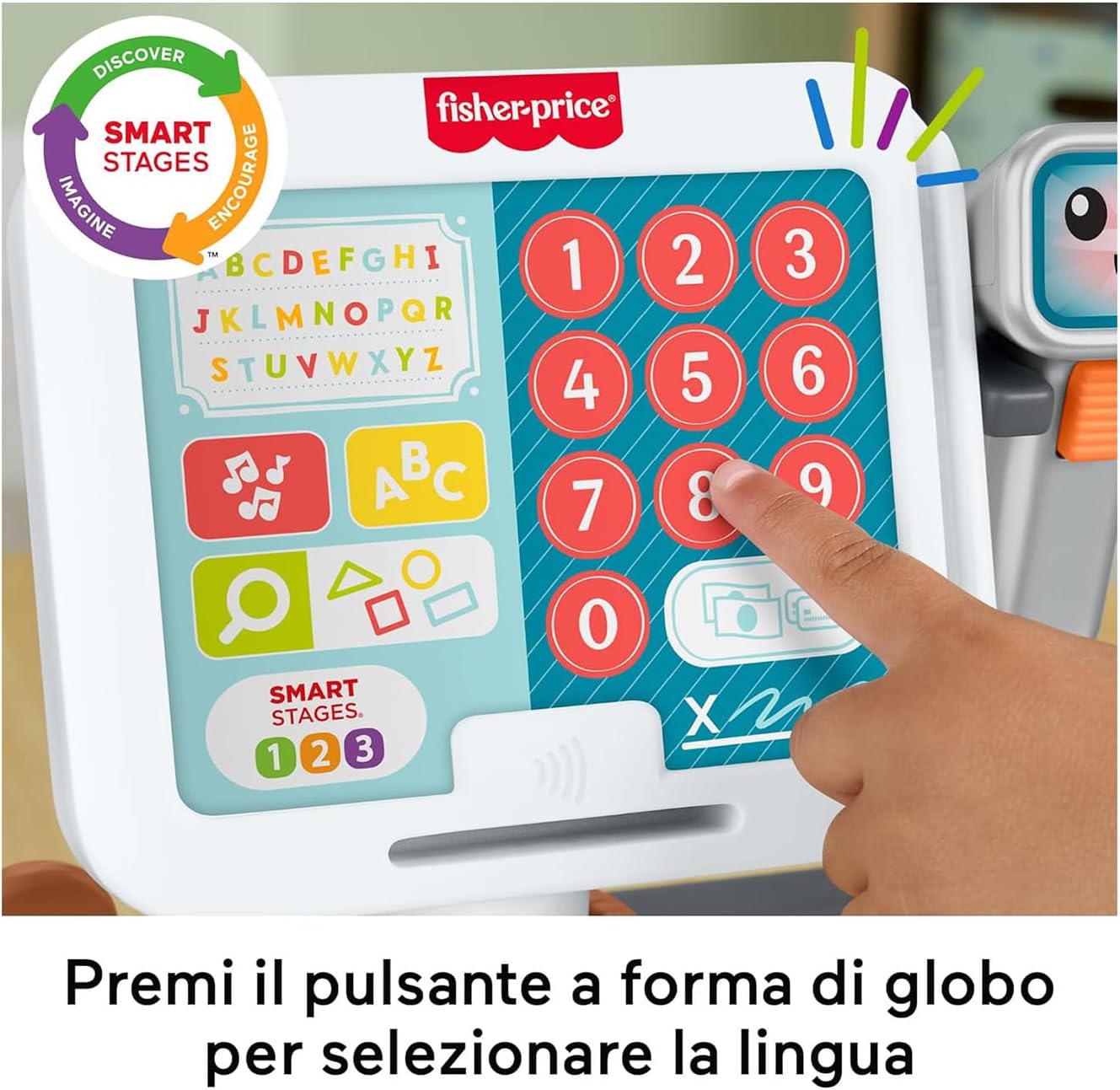 Brinquedo educativo Fisher-Price Laugh & Learn para meninas e crianças pequenas: caixa registradora para contar e fazer compras, loja de brinquedos com 20 peças, versão multilíngue, para crianças a partir de 2 anos, JGX00