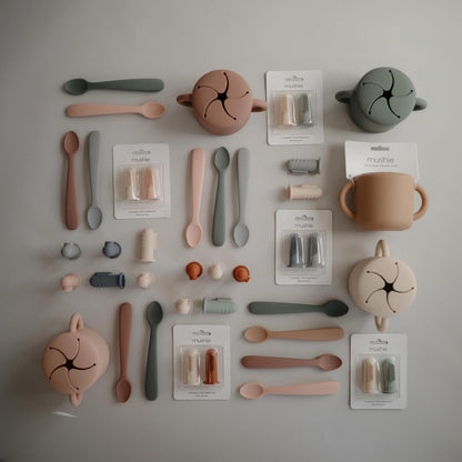 Potes para Lanches Mushie Baby para Crianças | Copo de Silicone Antivazamento para Bebês e Crianças | Fácil de Segurar para Crianças | Material: Silicone de Grau Alimentício | Pode ser lavado na lava-louças e usado no micro-ondas