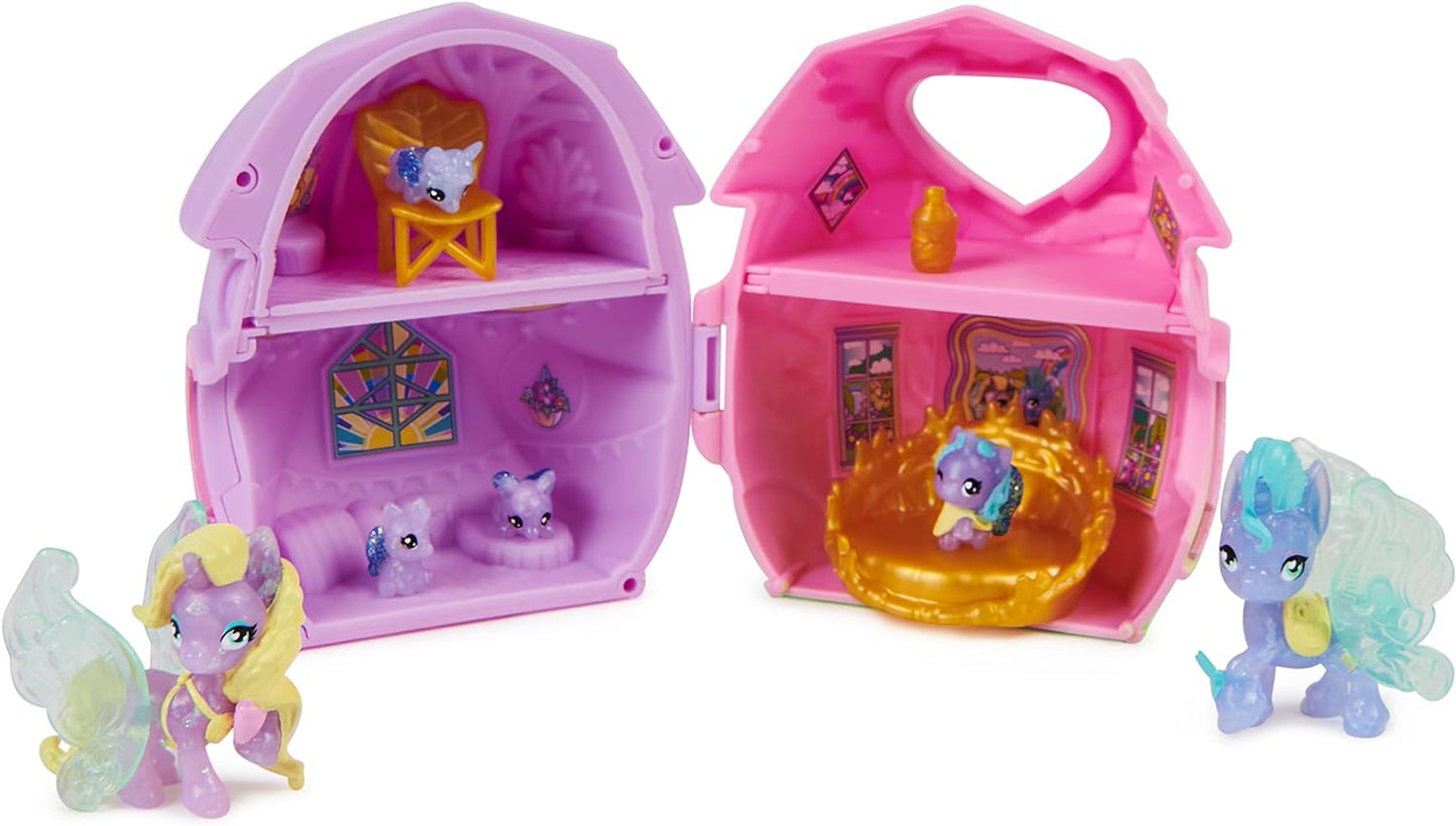 HATCHIMALS CollEGGtibles, conjunto de jogos domésticos Rainbow-cation Family Hatchy com 3 personagens e até 3 bebês surpresa (o estilo pode variar), brinquedos infantis para meninas
