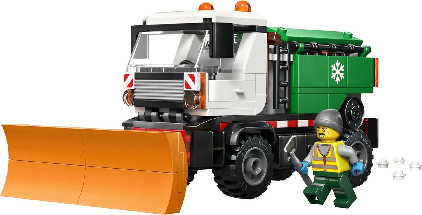 LEGO Caminhão Limpa-Neve City - Kit de Montagem com Minifigura, Ferramentas e Função de Espalhar Sal - Ideia de Presente de Aniversário para Meninos a partir de 6 Anos e Fãs de Engenharia - 60490