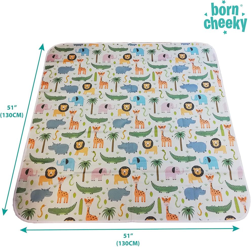Born Cheeky Tapete Woodland Splash para cadeira alta grande 51 "antiderrapante à prova d'água lavável Splat Mat para bebê criança desmame de cadeira alta, artesanato bagunçado e sessões de brincadeira fácil de limpar