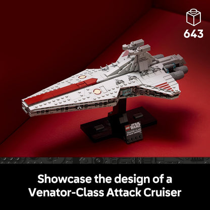 LEGO Star Wars 75441 Conjunto de Construção do Cruzador de Ataque Classe Venator para Adultos - Kit de Modelo de Nave Estelar da República - Decoração para Sala de Estar e Prateleira - Presente Colecionável para Fãs de A Vingança dos Sith