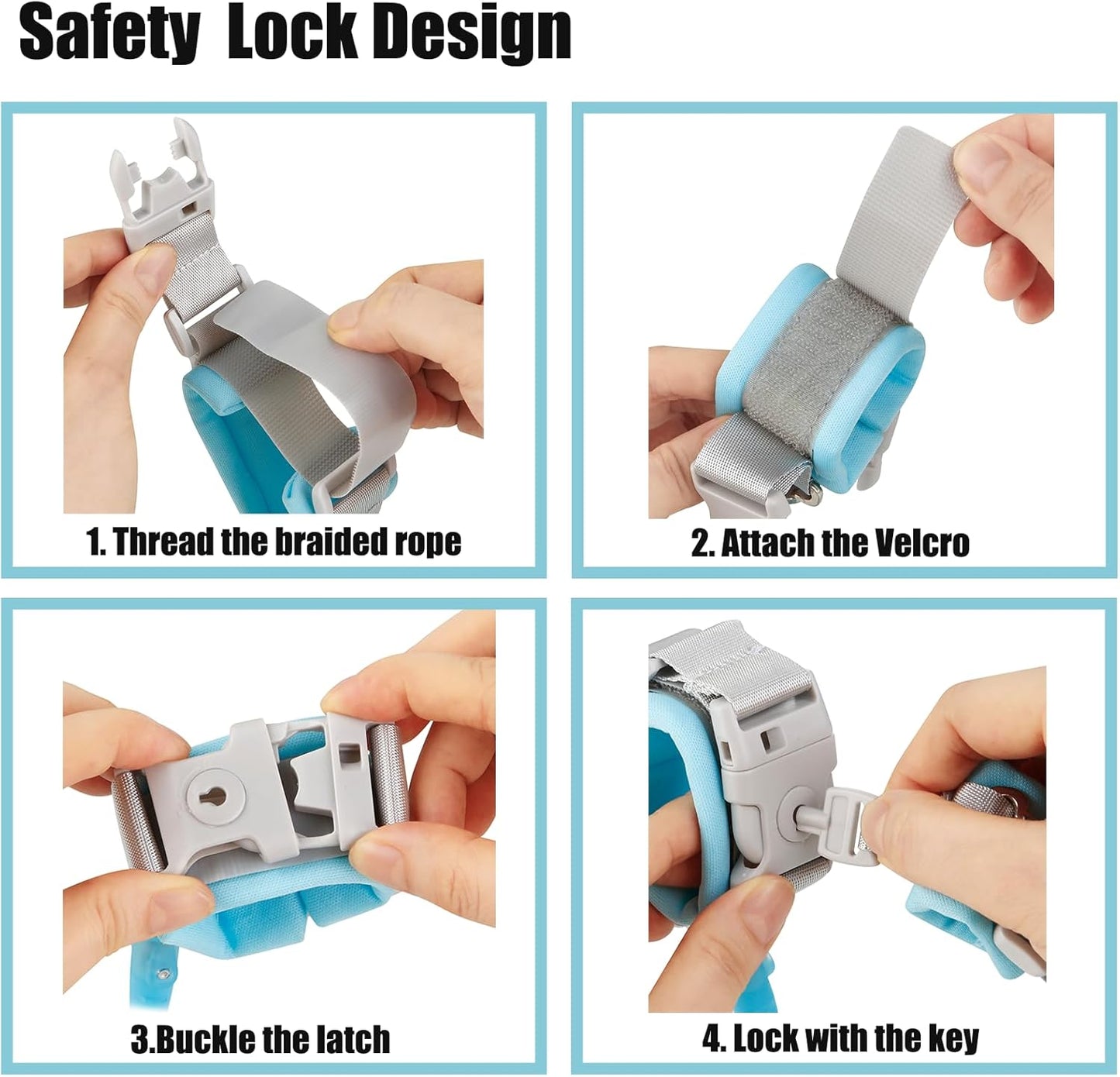 PandaEar Guia infantil para bebês e crianças, com fecho de segurança anti-perda, coleira de segurança para passeio e proteção