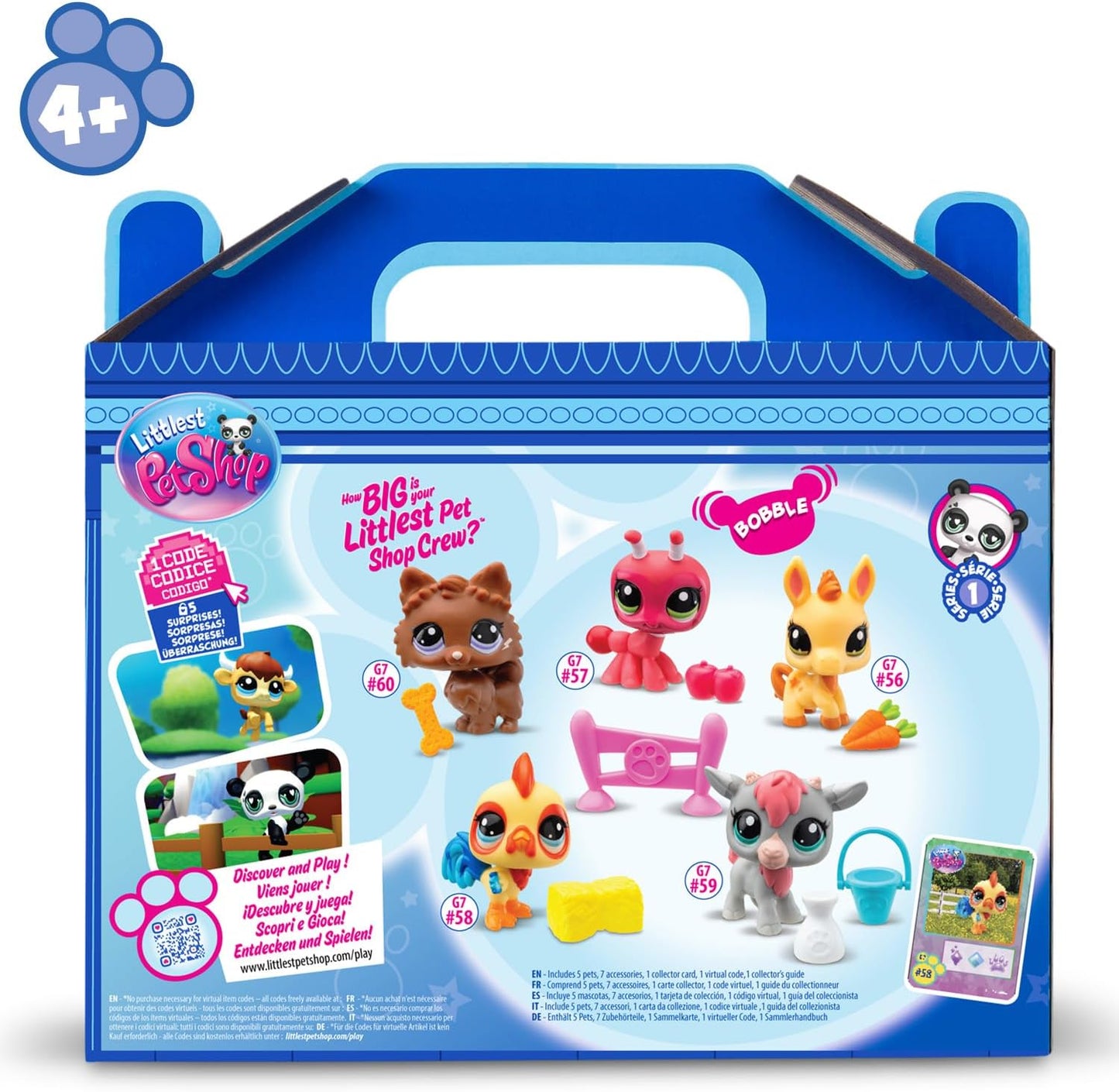 Littlest Pet Shop Collectors 5 Pack Barnyard | O pacote contém 5 mini brinquedos LPS, 7 acessórios, 1 cartão colecionável e 1 código virtual | Brinquedos colecionáveis para meninas e meninos