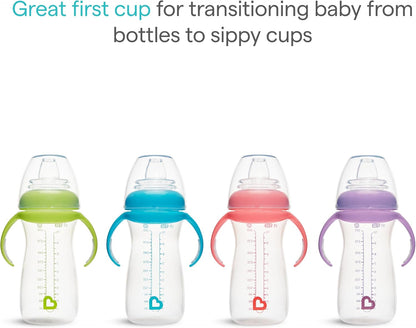 Munchkin Kit com 2 Copos de Transição Suave para Bebês | Garrafa Transparente | 296 ml | Rosa/Roxo