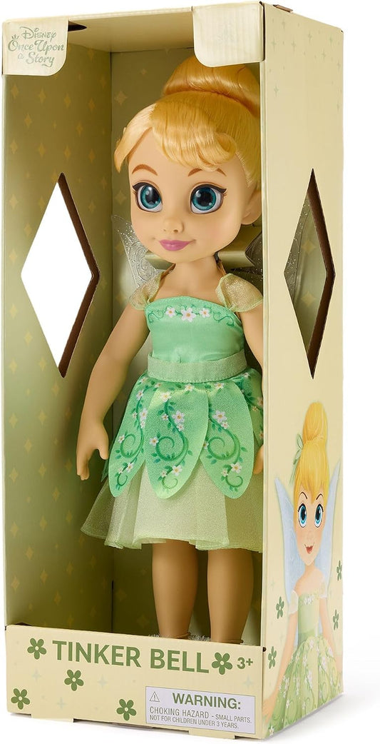 Disney Boneca Oficial da Sininho (Tinker Bell) da Store com Escova de Cabelo de Brinquedo, Peter Pan, 40,5 cm / 16 pol., Coleção Once Upon a Story, Idade 3+