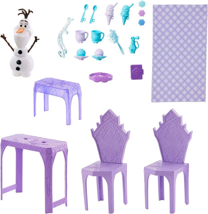 Mattel Conjunto de Brinquedo Castelo de Gelo da Elsa (Disney Frozen) da , com mais de 76 cm de altura | Inclui boneco do Olaf, 5 áreas de brincar, 21 acessórios e possibilidade de brincar em 360 graus; inspirado nos filmes Disney Frozen, JGG41