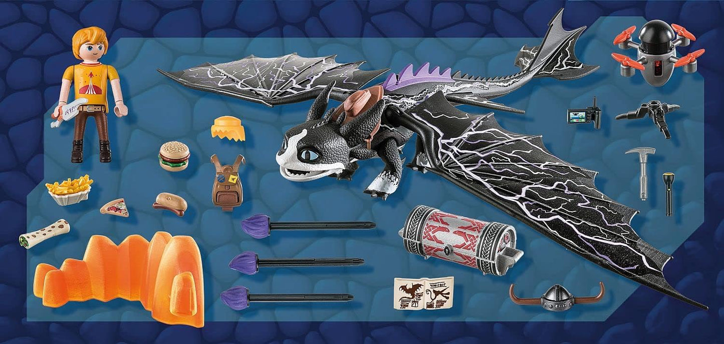 PLAYMOBIL DreamWorks Dragons 71081 Dragões: Os Nove Reinos - Trovão e Tom, Figura de Dragão com Função de Tiro e Efeitos de Luz, Brinquedo para Crianças a partir de 4 Anos